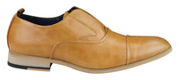 Herr Slip-On Skor i Äkta Läder Eleganta Formella Marinblå Tan Brun Bröllop Kontor Fest