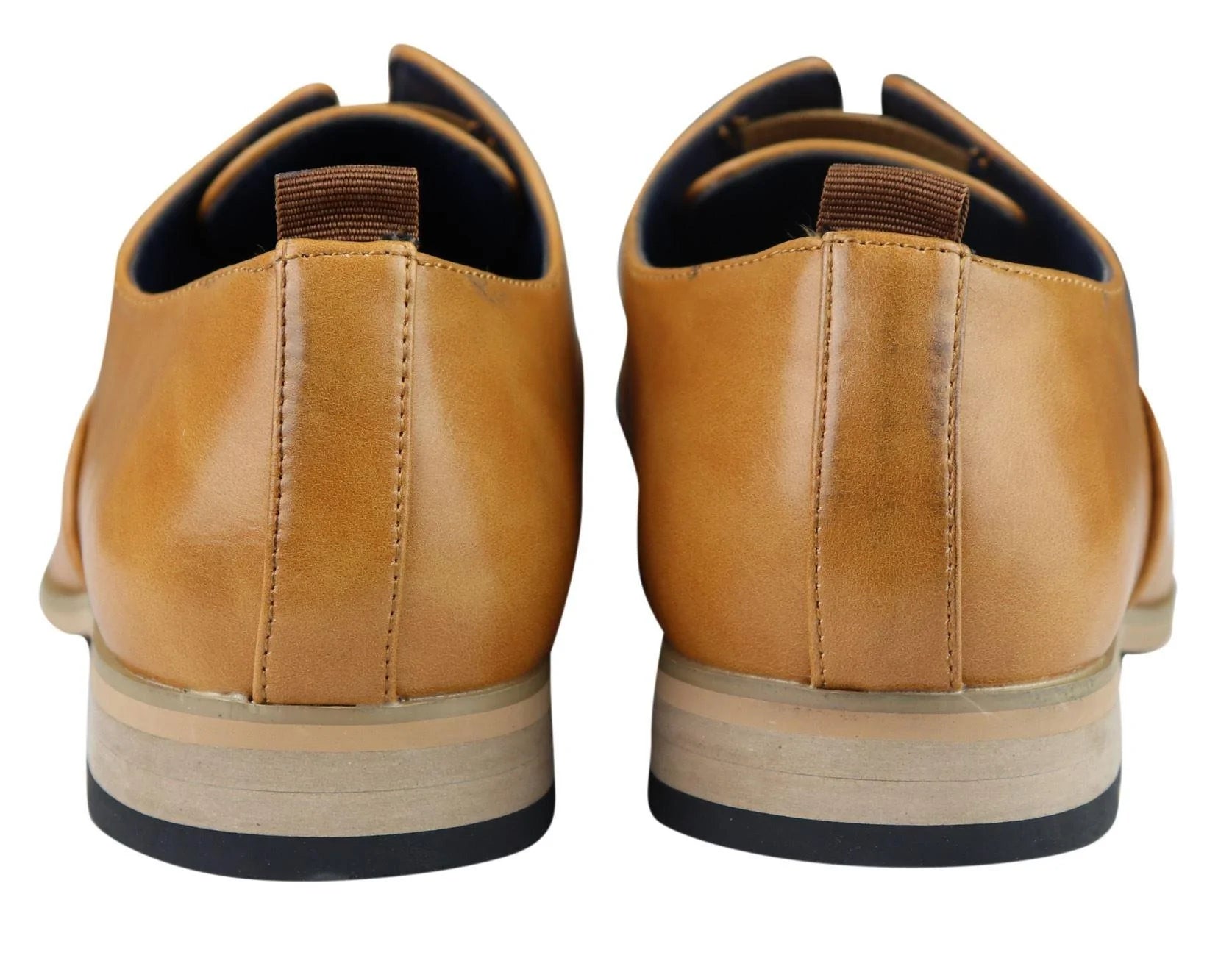 Herr Slip-On Skor i Äkta Läder Eleganta Formella Marinblå Tan Brun Bröllop Kontor Fest