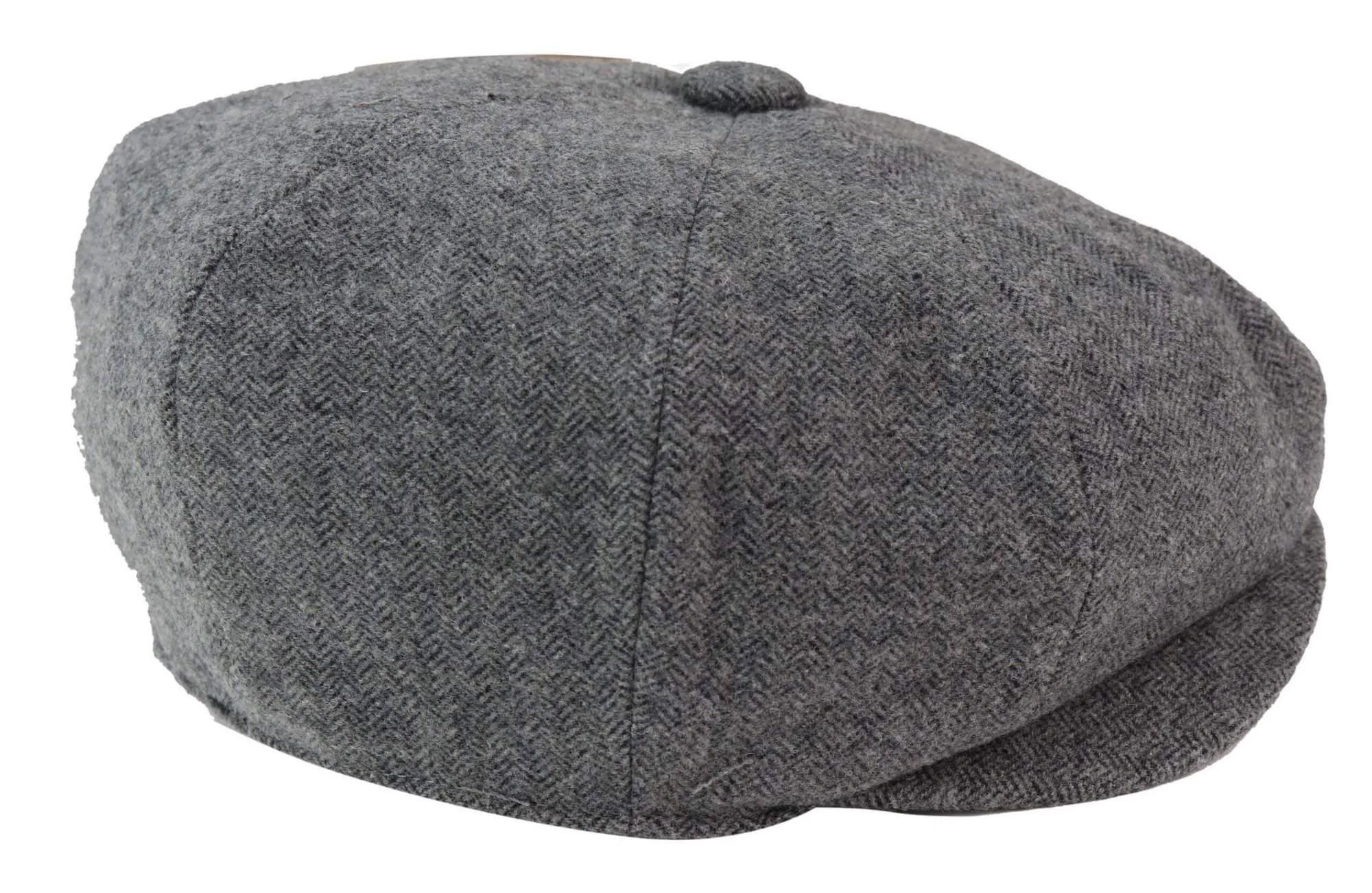 Mens 8 Panel Newsboy Cap - Cavani Martez - Mörkgrå