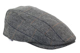 Cavani Albert Herr Tweed Flat Cap - Fiskbensmönstrad Tweed Ull Grandad Flat Hats Vintage - Brun/Antracitgrå