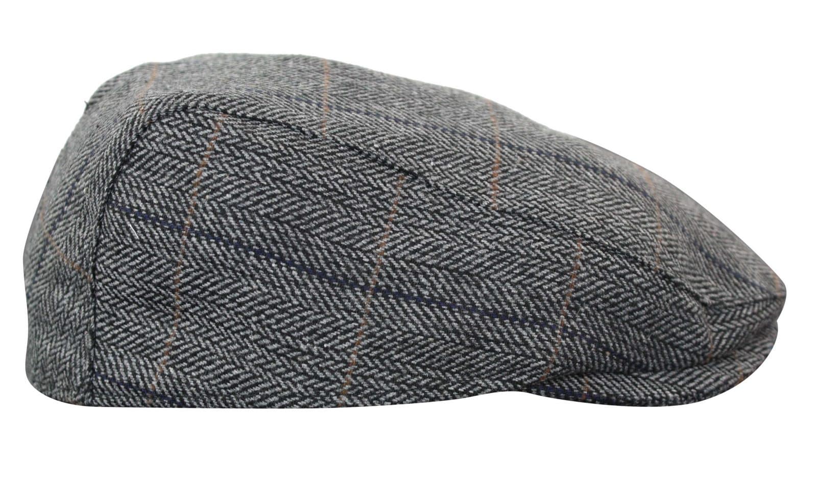 Cavani Albert Herr Tweed Flat Cap - Fiskbensmönstrad Tweed Ull Grandad Flat Hats Vintage - Brun/Antracitgrå