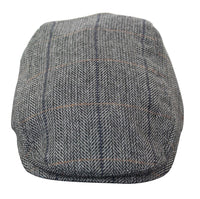 Cavani Albert Herr Tweed Flat Cap - Fiskbensmönstrad Tweed Ull Grandad Flat Hats Vintage - Brun/Antracitgrå