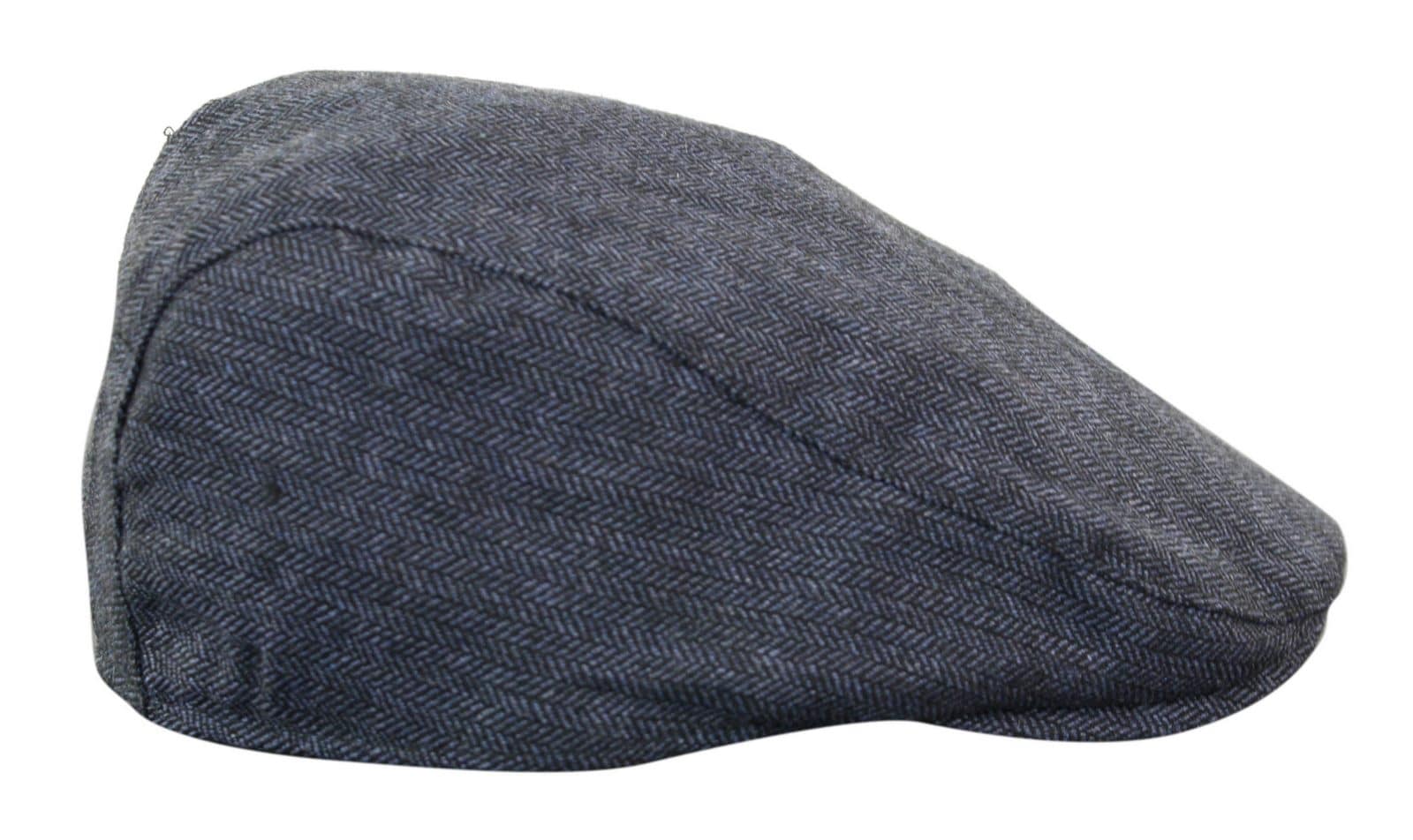 Cavani Martez Hatt - Herr Farfarshatt Marinblå Flat Cap Fiskbensmönstrad Vintage Retro Del Boy Klassisk Gatsby Peaky Blinders