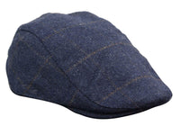Cavani Kempson Flat Cap - Herr Tweed Ullrutig Farfarshatt Vintage - Olivgrön/Marinblå