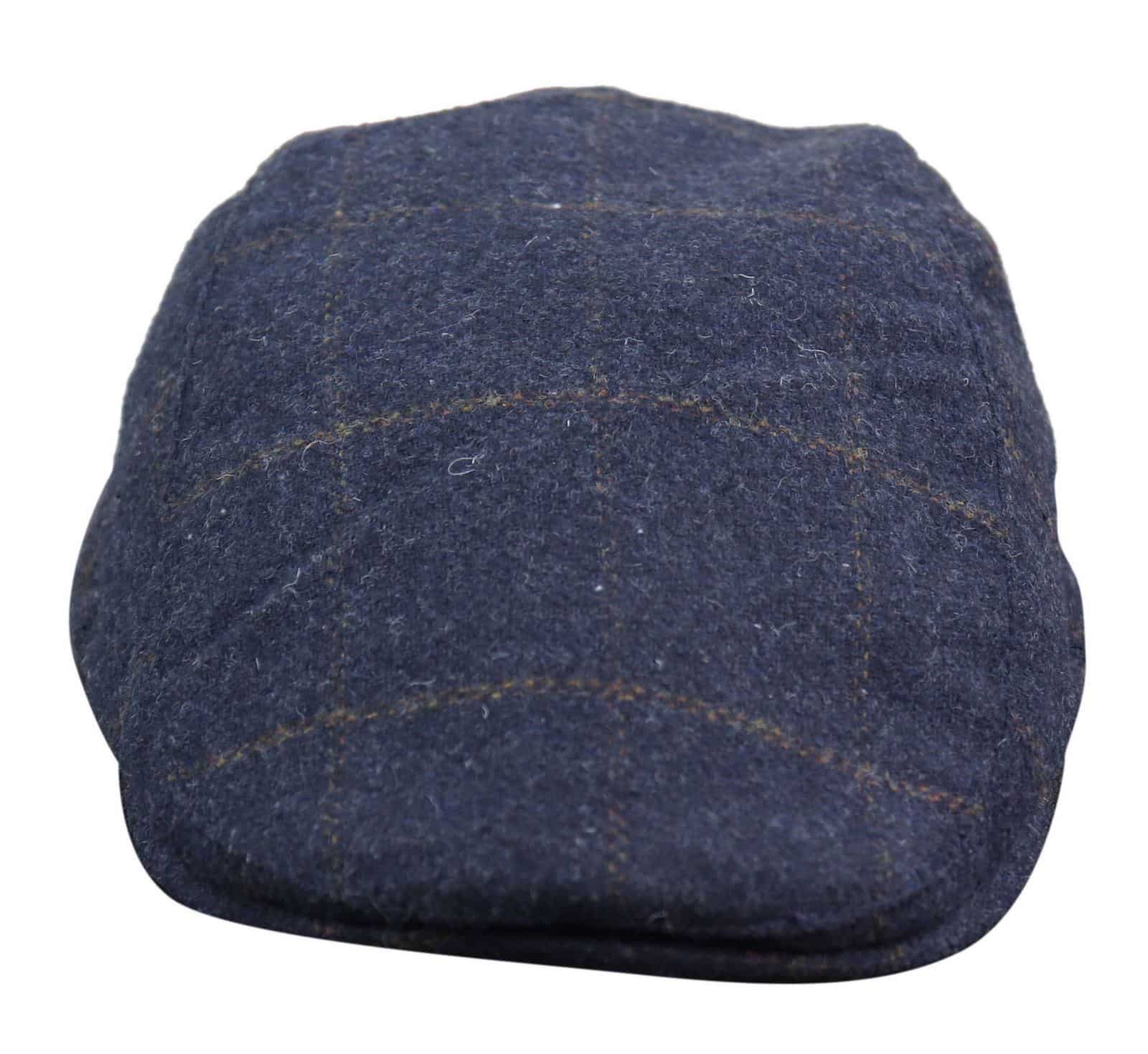 Cavani Kempson Flat Cap - Herr Tweed Ullrutig Farfarshatt Vintage - Olivgrön/Marinblå