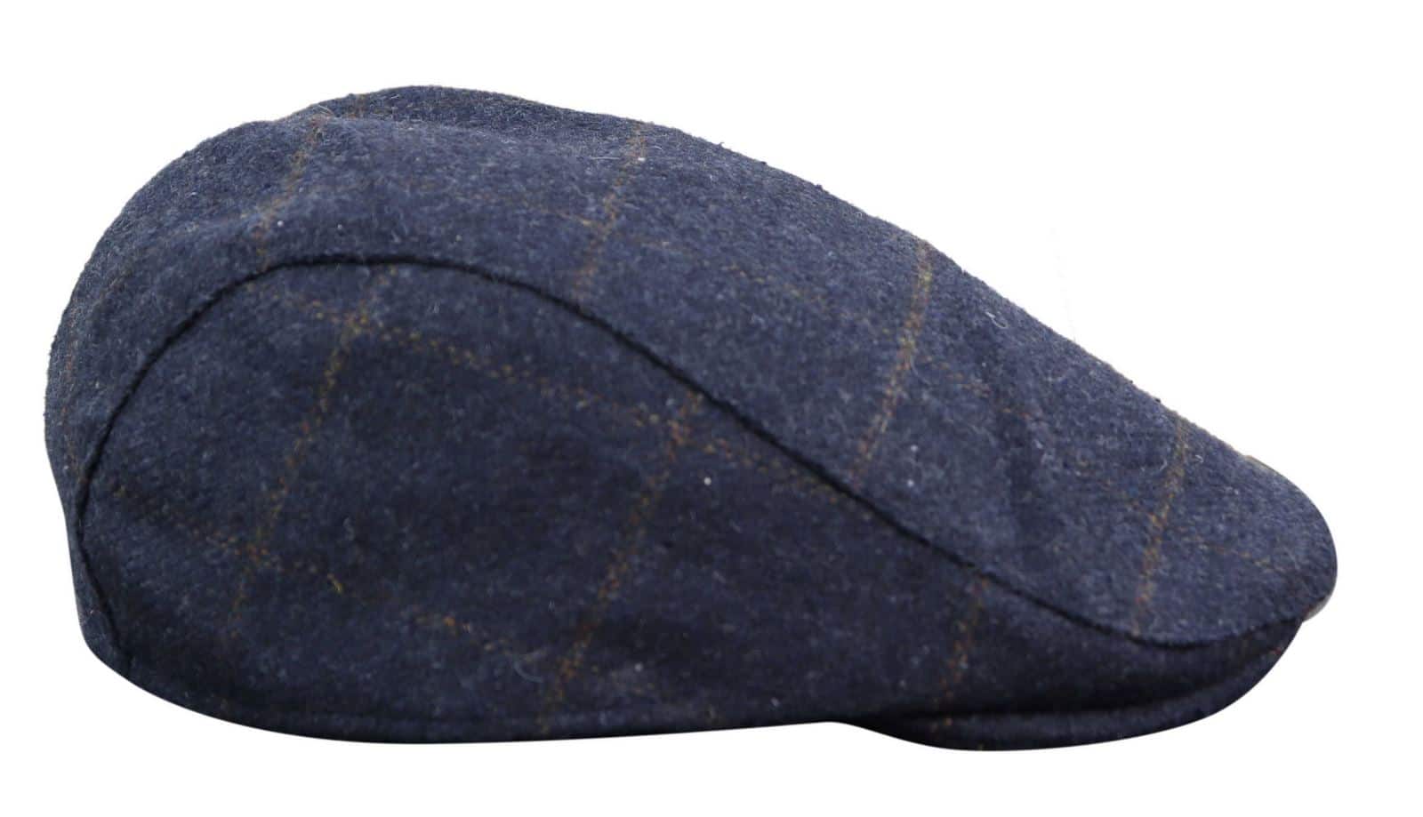 Cavani Kempson Flat Cap - Herr Tweed Ullrutig Farfarshatt Vintage - Olivgrön/Marinblå