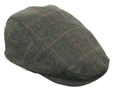 Cavani Kempson Flat Cap - Herr Tweed Ullrutig Farfarshatt Vintage - Olivgrön/Marinblå