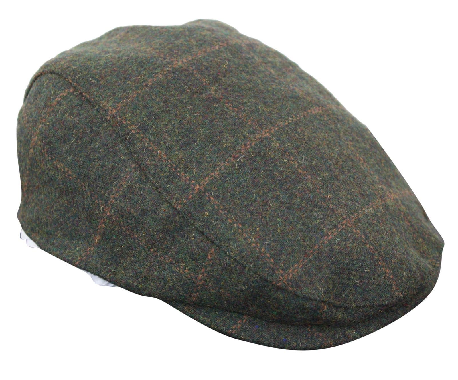 Cavani Kempson Flat Cap - Herr Tweed Ullrutig Farfarshatt Vintage - Olivgrön/Marinblå