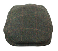 Cavani Kempson Flat Cap - Herr Tweed Ullrutig Farfarshatt Vintage - Olivgrön/Marinblå