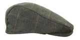Cavani Kempson Flat Cap - Herr Tweed Ullrutig Farfarshatt Vintage - Olivgrön/Marinblå