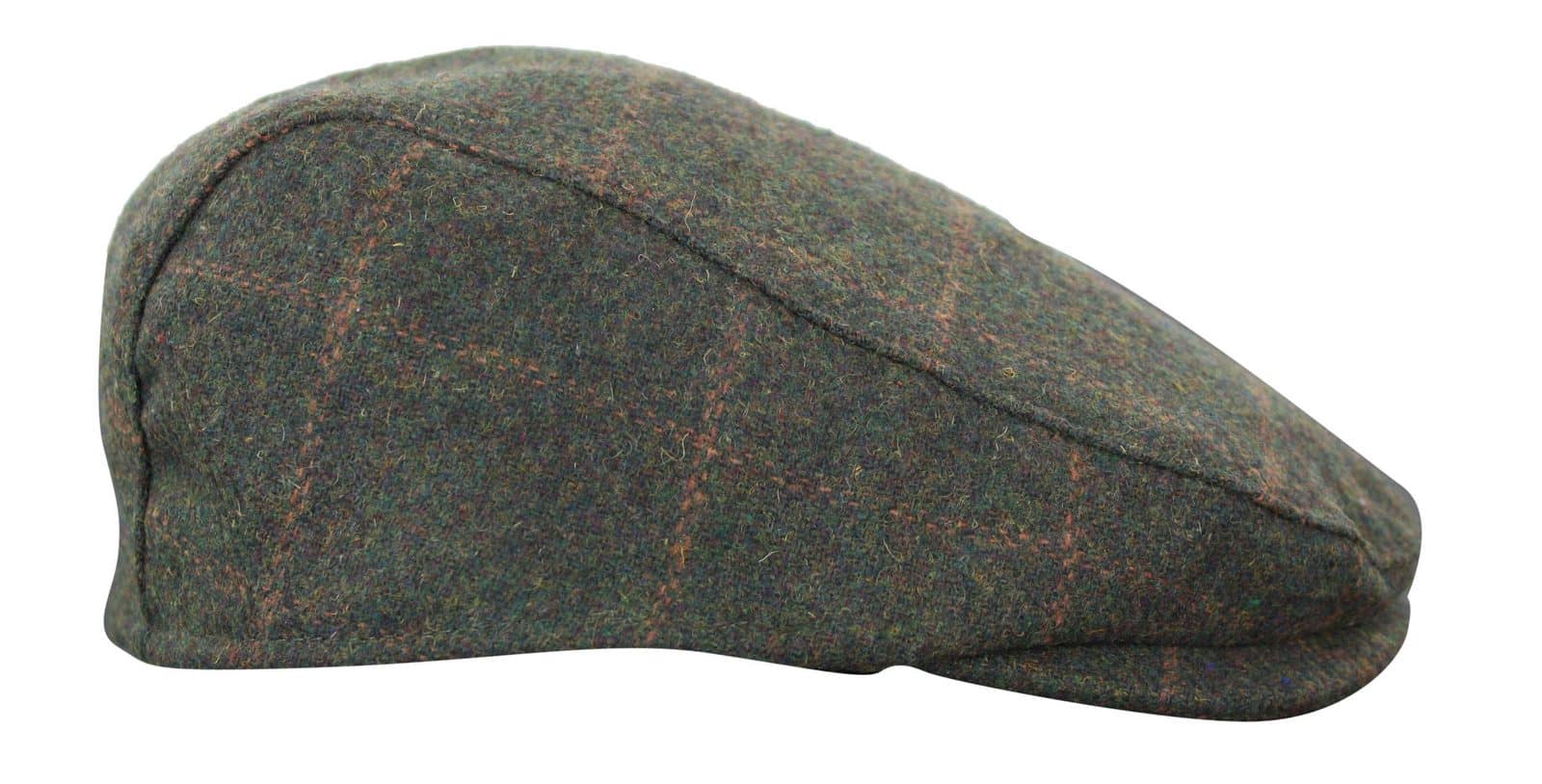Cavani Kempson Flat Cap - Herr Tweed Ullrutig Farfarshatt Vintage - Olivgrön/Marinblå