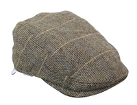 Cavani Albert Herr Tweed Flat Cap - Fiskbensmönstrad Tweed Ull Grandad Flat Hats Vintage - Brun/Antracitgrå