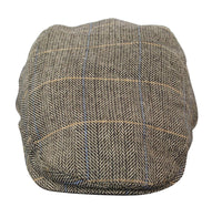 Cavani Albert Herr Tweed Flat Cap - Fiskbensmönstrad Tweed Ull Grandad Flat Hats Vintage - Brun/Antracitgrå