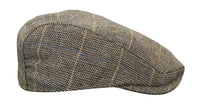 Cavani Albert Herr Tweed Flat Cap - Fiskbensmönstrad Tweed Ull Grandad Flat Hats Vintage - Brun/Antracitgrå