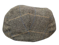 Cavani Albert Herr Tweed Flat Cap - Fiskbensmönstrad Tweed Ull Grandad Flat Hats Vintage - Brun/Antracitgrå