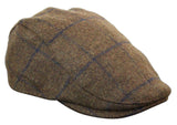 Cavani Kempson Flat Cap - Herr Tweed Ullrutig Farfarshatt Vintage - Olivgrön/Marinblå