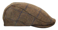 Cavani Kempson Flat Cap - Herr Tweed Ullrutig Farfarshatt Vintage - Olivgrön/Marinblå