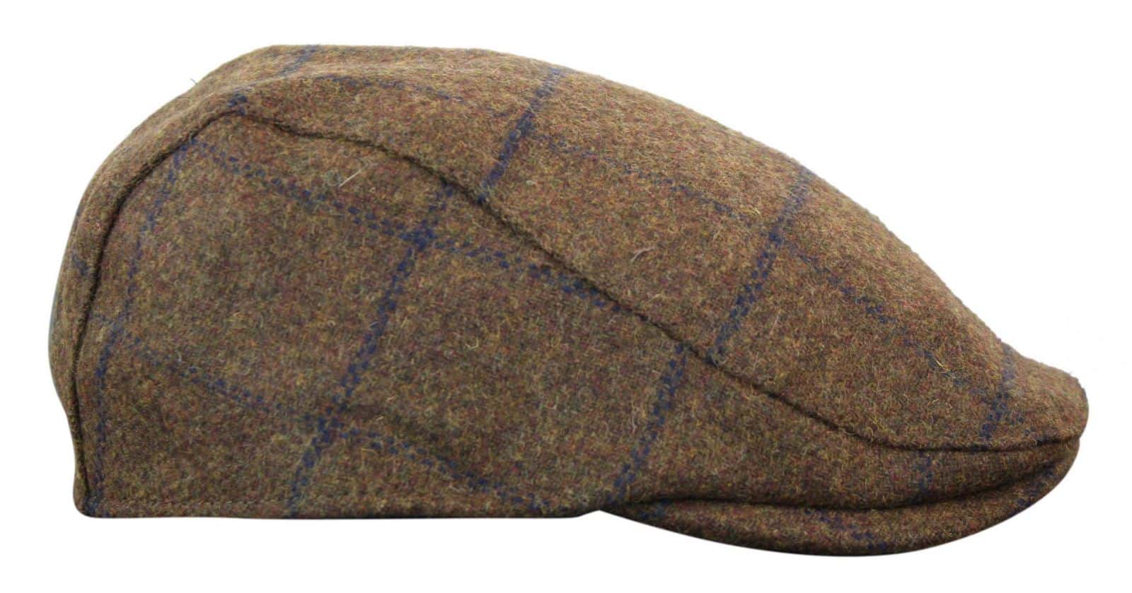 Cavani Kempson Flat Cap - Herr Tweed Ullrutig Farfarshatt Vintage - Olivgrön/Marinblå