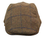 Cavani Kempson Flat Cap - Herr Tweed Ullrutig Farfarshatt Vintage - Olivgrön/Marinblå