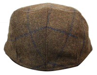 Cavani Kempson Flat Cap - Herr Tweed Ullrutig Farfarshatt Vintage - Olivgrön/Marinblå
