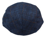 Herr Grandad Baker Platt Marinblå Keps med 8 Paneler i Tweed Vintage Klassisk Smart Casual 1920-tal