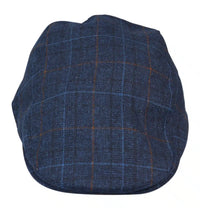 Herr Grandad Baker Platt Marinblå Keps med 8 Paneler i Tweed Vintage Klassisk Smart Casual 1920-tal