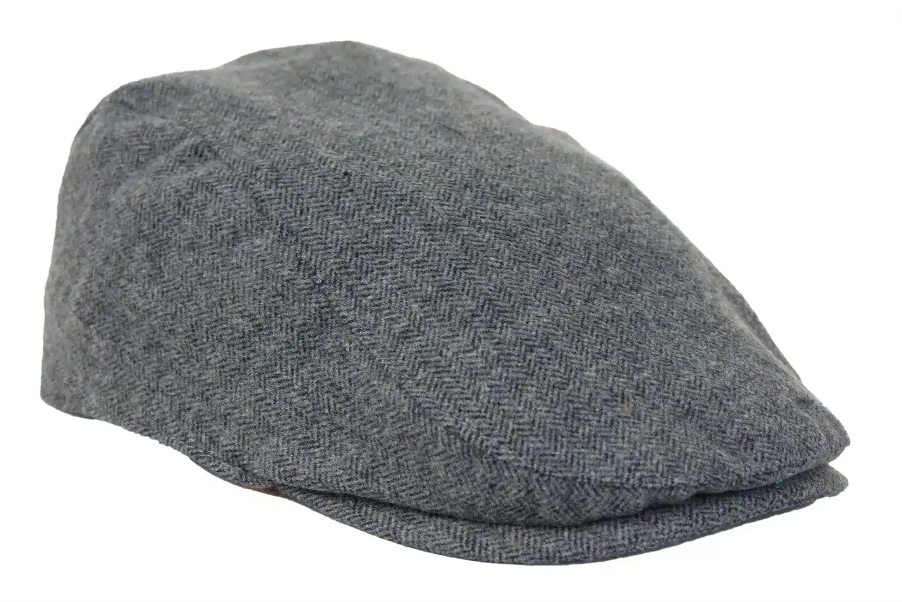 Herr Flatcap Hatt Baker Boy 8 Panel Grandad Tweed Fiskbensmönstrad Grå Vintage