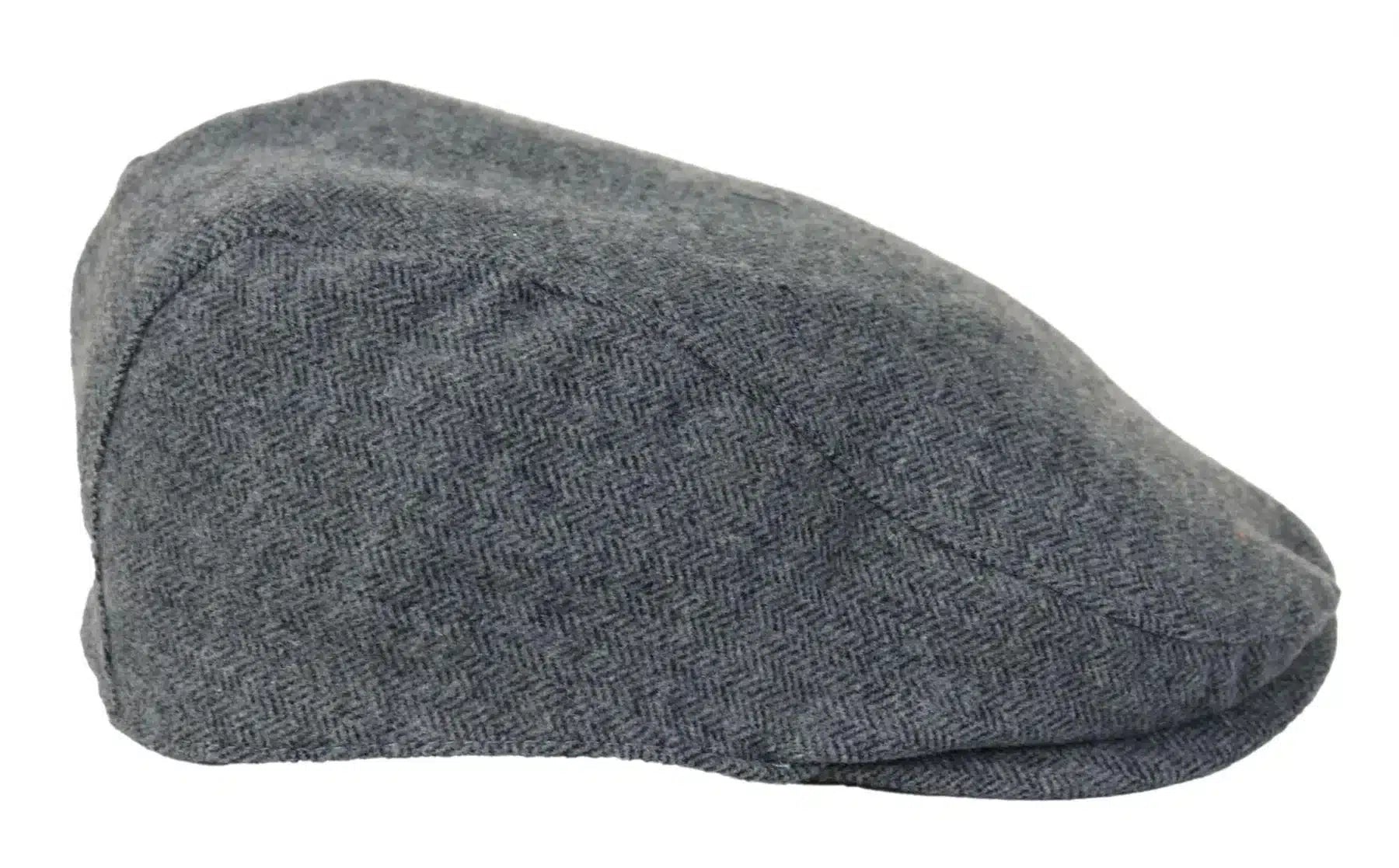 Herr Flatcap Hatt Baker Boy 8 Panel Grandad Tweed Fiskbensmönstrad Grå Vintage