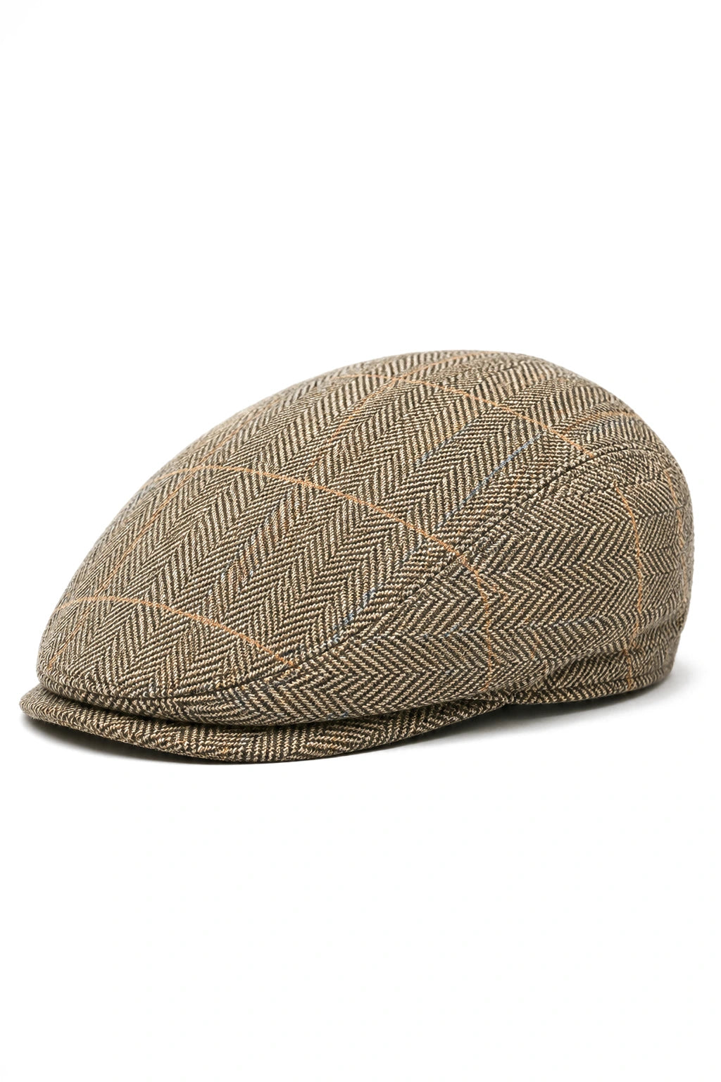 Cavani Albert Herr Tweed Flat Cap - Fiskbensmönstrad Tweed Ull Grandad Flat Hats Vintage - Brun/Antracitgrå