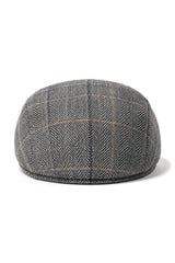 Cavani Albert Herr Tweed Flat Cap - Fiskbensmönstrad Tweed Ull Grandad Flat Hats Vintage - Brun/Antracitgrå