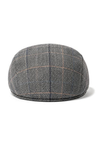 Cavani Albert Herr Tweed Flat Cap - Fiskbensmönstrad Tweed Ull Grandad Flat Hats Vintage - Brun/Antracitgrå