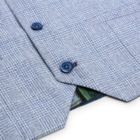 Pojkar 3-delad rutig kostym i tweed ljusblå skräddarsydd passform bröllop peaky klassisk