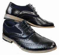 Herr Gatsby Brouges i äkta läder och mocka med snörning Smarta, casual designerskor i retrostil
