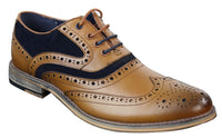 Herr Gatsby Brouges i äkta läder och mocka med snörning Smarta, casual designerskor i retrostil