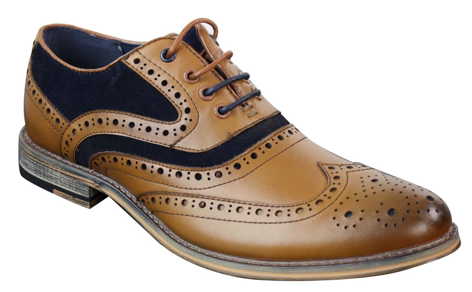 Herr Gatsby Brouges i äkta läder och mocka med snörning Smarta, casual designerskor i retrostil