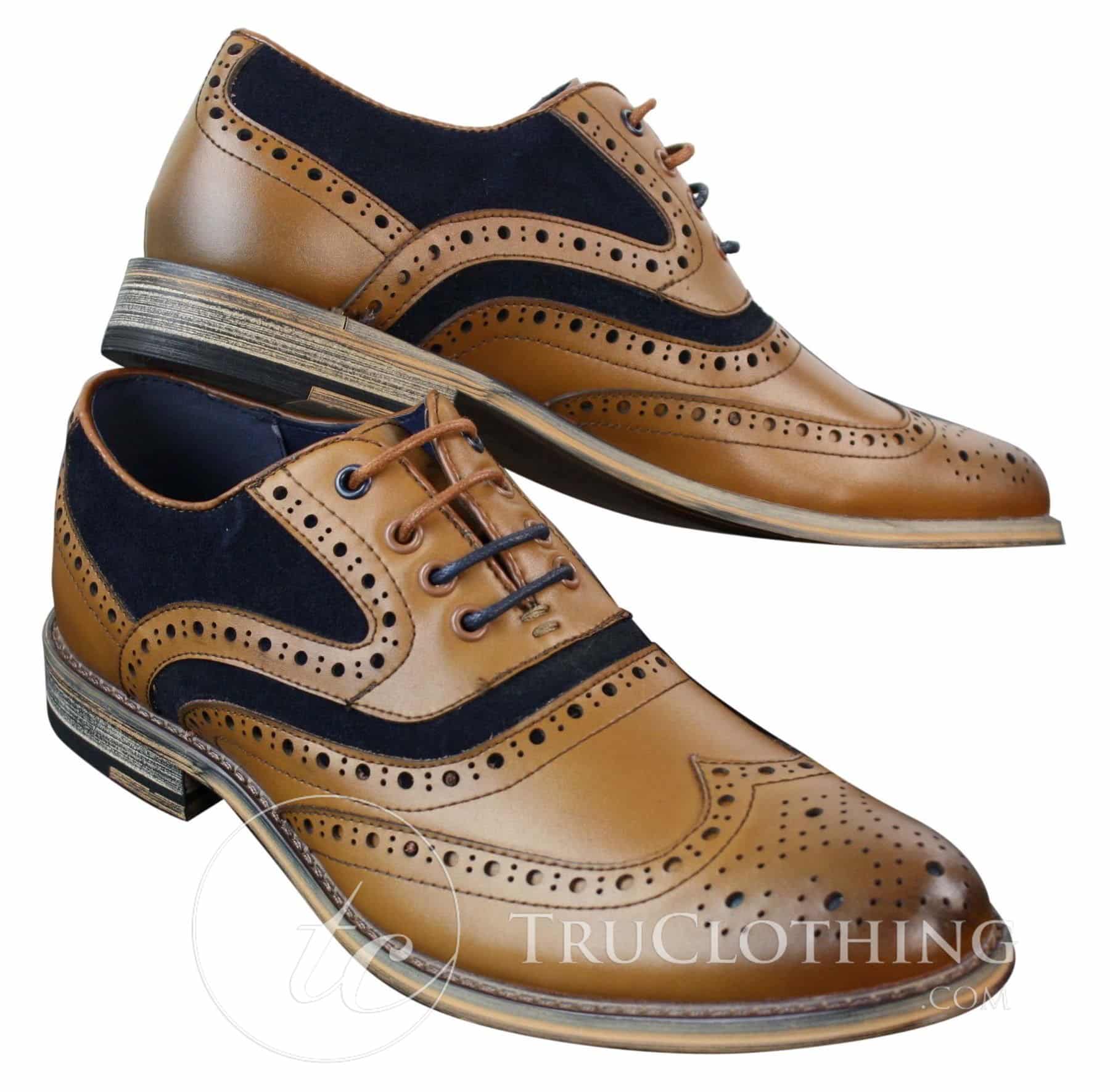 Herr Gatsby Brouges i äkta läder och mocka med snörning Smarta, casual designerskor i retrostil