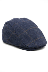 Cavani Kempson Flat Cap - Herr Tweed Ullrutig Farfarshatt Vintage - Olivgrön/Marinblå