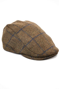 Cavani Kempson Flat Cap - Herr Tweed Ullrutig Farfarshatt Vintage - Olivgrön/Marinblå