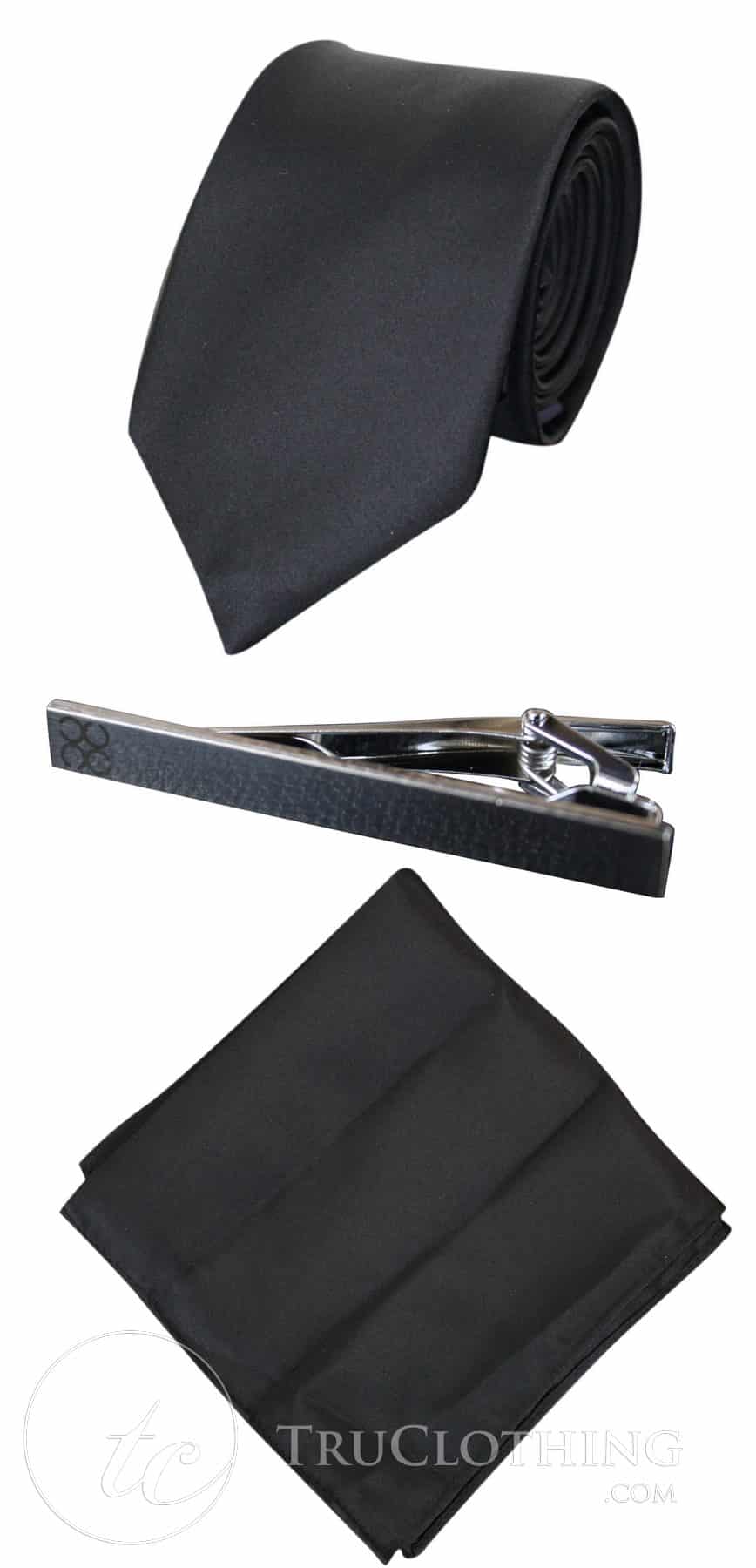 Cavani Satin Slips - Matchande Herrslips i Satin Siden Näsduk & Slipsklämma Prickig Bröllopsbal Kontorsslips