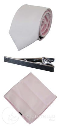 Cavani Satin Slips - Matchande Herrslips i Satin Siden Näsduk & Slipsklämma Prickig Bröllopsbal Kontorsslips