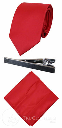 Cavani Satin Slips - Matchande Herrslips i Satin Siden Näsduk & Slipsklämma Prickig Bröllopsbal Kontorsslips