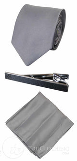 Cavani Satin Slips - Matchande Herrslips i Satin Siden Näsduk & Slipsklämma Prickig Bröllopsbal Kontorsslips