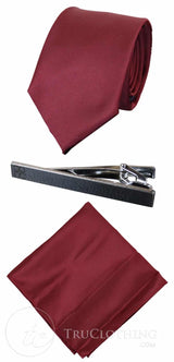 Cavani Satin Slips - Matchande Herrslips i Satin Siden Näsduk & Slipsklämma Prickig Bröllopsbal Kontorsslips