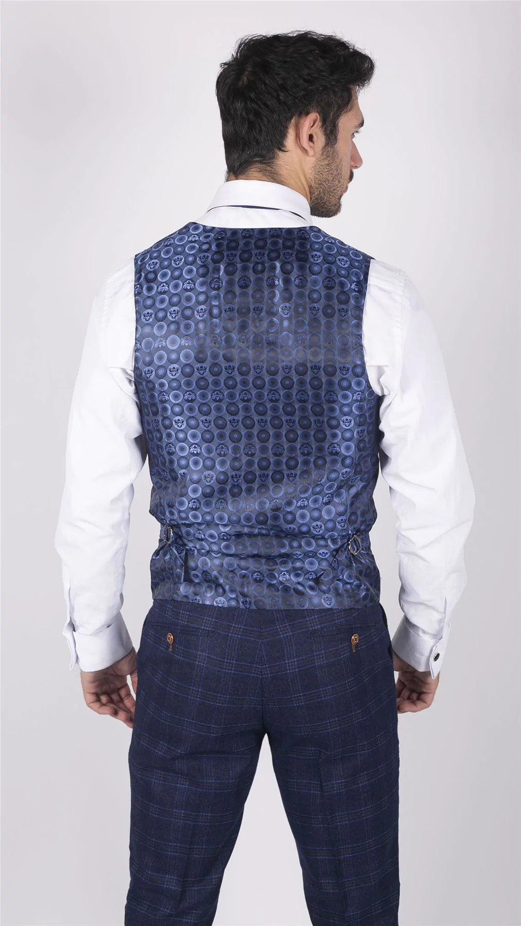 Herr Marc Darcy Blårutig Prins av Wales 3-delad Kostym Smart Casual Slim Fit Chigwell