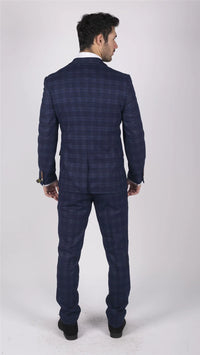 Herr Marc Darcy Blårutig Prins av Wales 3-delad Kostym Smart Casual Slim Fit Chigwell