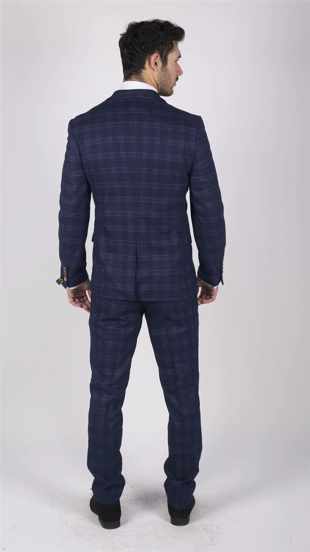 Herr Marc Darcy Blårutig Prins av Wales 3-delad Kostym Smart Casual Slim Fit Chigwell