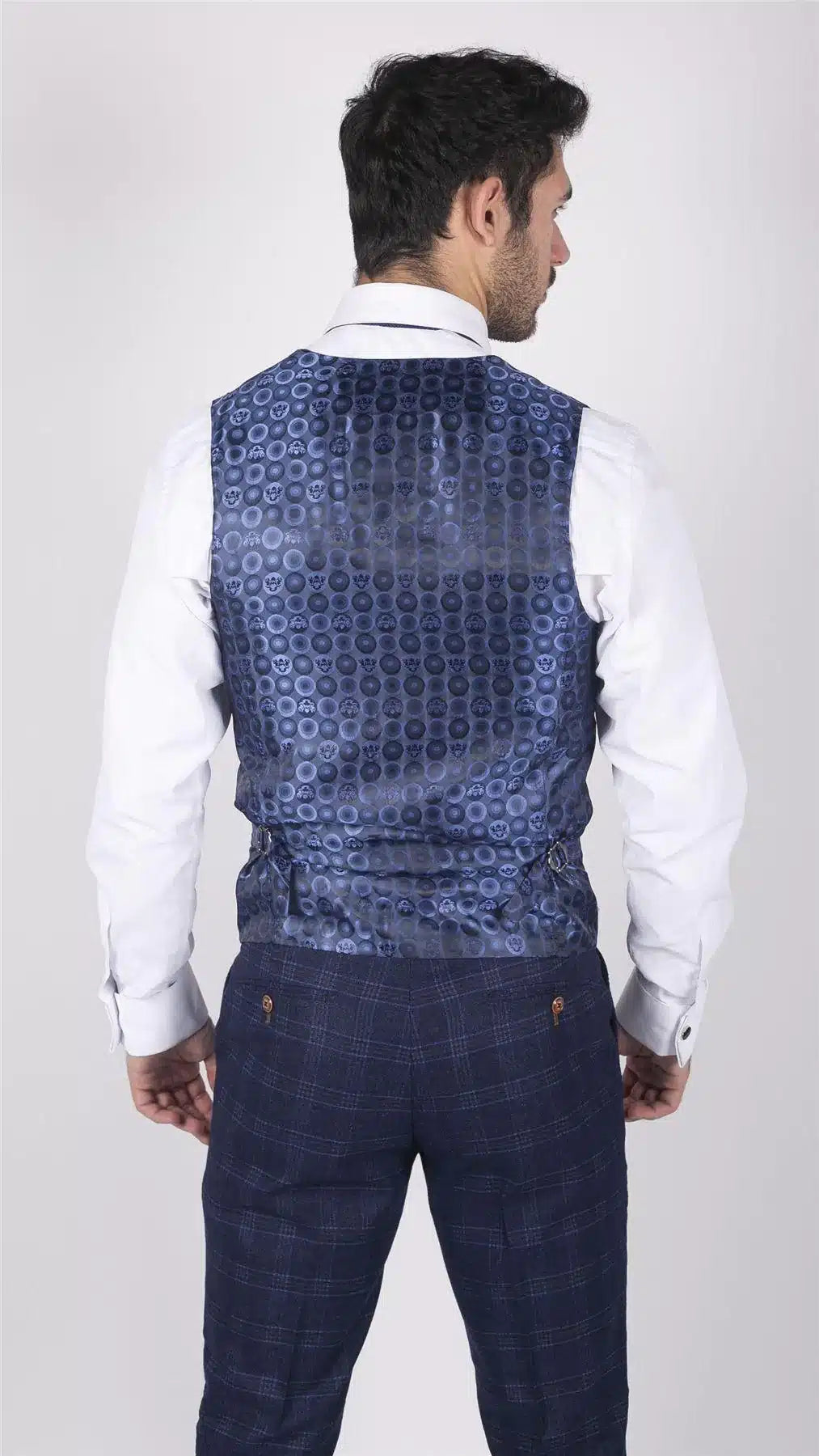 Herr Marc Darcy Blårutig Prince of Wales Väst Smart Casual Slim Fit Chigwell