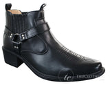 CLASSIQUE MBO 3136 Herr Bruna Svarta Ankelstövlar Läder Slip On Cowboy Western Riding Spänne