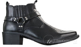 CLASSIQUE MBO 3136 Herr Bruna Svarta Ankelstövlar Läder Slip On Cowboy Western Riding Spänne