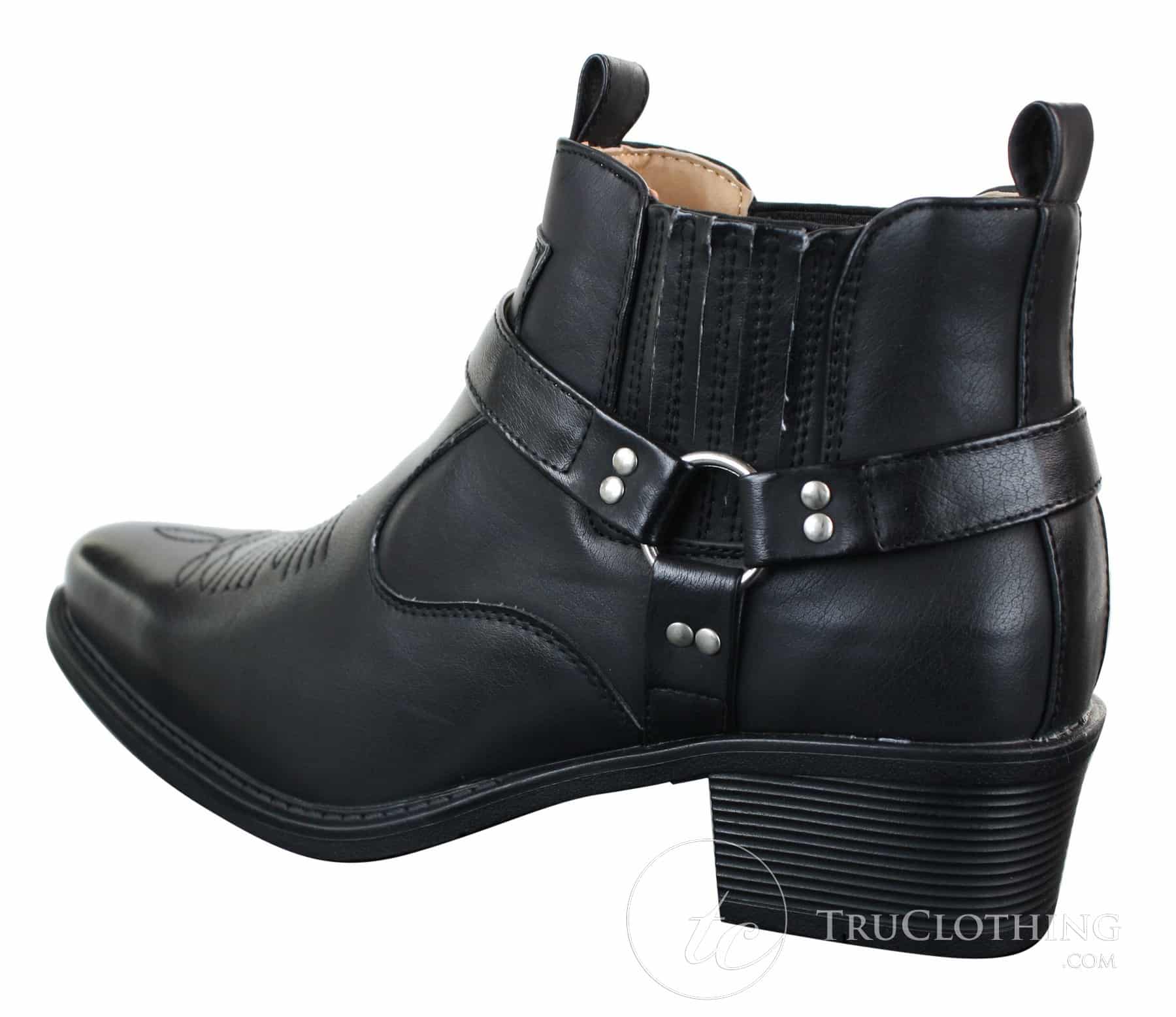 CLASSIQUE MBO 3136 Herr Bruna Svarta Ankelstövlar Läder Slip On Cowboy Western Riding Spänne